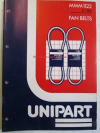 Unipart MMM 1122, Fan belts - Jarruhihnojen varaosaluettelo, katso kuvista sisällys tarkemmin.