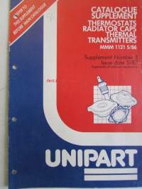 Unipart MMM 1121 Catalogue supplement Thermostats, Radiotor Caps, Thermal Transmitters - Termostaattien täydennys varaosaluettelo, katso kuvista sisällys tarkemmin.