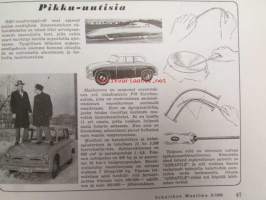 Tekniikan Maailma 1956 nr 5 -mm. Radio-ohjattu pienoisauto, Yksinkertainen ja pienikokoinen matkaradio (kaaviot, kytkennät, kelat, osien sijoittelu, viritys,