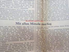 Deutsche Allgemeine Zeitung 9.7.1944, saksalainen II Maailmansodan  aikainen päivälehti, sis. mm. Totaler Kriegseinsatz für all!, Mit allen Mitteln zum Ziege