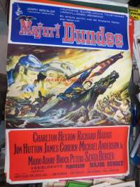 Majuri Dundee - Major Dundee -elokuvajuliste, mm. Charlton Heston, Richard Harris, Jim Hutton, James Coburn, Michael Anderson