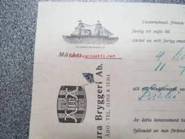 Aura Bryggeri Ab / fartyget &quot;Fenno&quot;, 8.7.1950 -konossomentti / laivarahtikirja