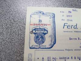 Ferd. Alfthan, Viipuri 13.2.1930 -asiakirja (Santos-kahvi-logo)