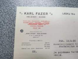 Oy Karl Fazer Ab, Helsinki 22.4.1930 -asiakirja
