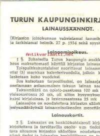 Turun kaupunginkirjaston lainaussäännöt 1914/1935