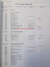 British Leyland Austin Maxi 1500 / 1750 Parts List abridged edition 1  AKD 5336 Edition 1 - varaosaluettelo, Katso kuvista tarkempi sisältö
