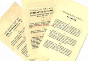 Suomalainen Pohja klubi säännöt ja järjestyssäännöt 1927, 1933 - ... jäsenilleen tilaisuutta keskinäiseen seurusteluun, yhteiskunnallisten, taloudellisten,