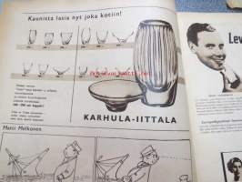 Suomen Kuvalehti 1954 nr 44, 30.10.1954, sis. mm. seur. artikkelit / kuvat / mainokset; Kansikuva - Rajaseudun nuori äiti, Karhula-Iiittala koristelasi,