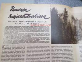 Suomen Kuvalehti 1954 nr 44, 30.10.1954, sis. mm. seur. artikkelit / kuvat / mainokset; Kansikuva - Rajaseudun nuori äiti, Karhula-Iiittala koristelasi,