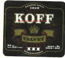 Koff Velvet III olut - olutetiketti