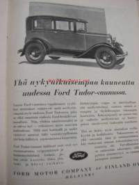 Kotiliesi 1930 nr 7. Huhtikuu 1930. Kansikuvasssa Mies ja koira talvinuotalla. Runsaasti vuoden 1930 mainoksia, mm Ford Tudor -vaunu. Juho Jännes artikkeli : Miksi