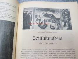 Maailman joulu 1925, sis. mm. seur. artikkelit; Kansikuvitus Oscar Furuhjelm, takansi Hangon Keksi-mainos - Pingviinit keskustelevat - kuvittanut Adolf Bock, U.W.