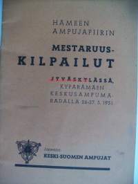 Hämeen Ampujapiirin Mestaruuskilpailut Jyväskylässä 1951