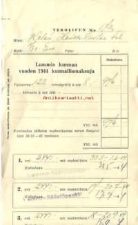 Lammin kunnan vuoden 1944 kunnallismaksuja