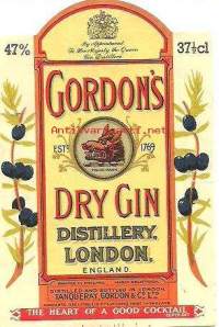 Gordon Dry Gin  37,5 cl- viinaetiketti