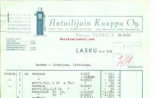 Autoilijain Kauppa Oy  31.5.1950 - firmalomake