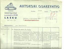 Autokori Oy  15.2.1950 - firmalomake