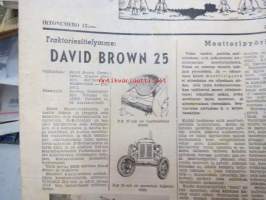 Maaseudun Koneviesti 1954 nr 1, sis. mm. seur. artikkelit / kuvat / mainokset; David Brown 25, Moottoripyöristä, Ruokolahtelainen Armas Ikonen rakensi auton