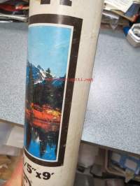 Scandecor Alppivuoristomaisema - käyttämätön 1960-70-lukujen taitteen 274 x 384 cm sisustustapettiseinä alkuperäisessä pakkausputkessaan