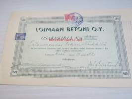Loimaan Betoni Oy, Loimaa 1942, 500 mk, Oskari Heikkilä, nr 376 -osakekirja
