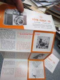 Agfa Isoly III 4 x 4 cm Gebrauchsanleitung / Instructions for use -kameran käyttöohje saksaksi ja englanniksi