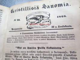 Kristillisiä Sanomia -vuosikerrat 1864-68 yhteissidoksena, vuosikerrat eivät ole täydelliset