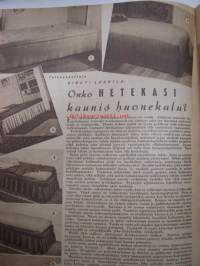 Kotiliesi 1947 nr 4. Artikkeli: mitä suomalaista ruokaa tarjoaisimme ulkomaiselle vieraalle, v 1947Artikkeli 1947: Kalevan naiset - me itse. Kuvassa