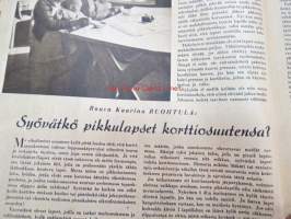 Kotiliesi 1943 nr 2, tammikuu  Kansikuvan sommitellut Doris Bengström; aiheena rukki.  Miten yhteiskunta tukee monilapsisia perheitä?
