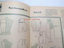 Kodin Pukimet 1956 nr 2. Takakannessa ryijymalleja: Aurinkokello, Helmikuu, Linnunrata ja Porvoon markkinat