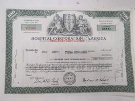 Hospital Corporation of America 100 shares 1970 -osakekirja