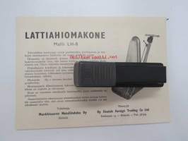 Lattiahiomakone Malli LH-8 / Munkkisaaren Metallitehdas Oy -myyntiesite