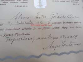 Alma Ester Jääkeläinen, rippikoulutodistus 11.5.1913, Viipuri