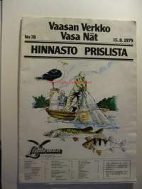 Vaasan verkko Vasa Nät n:o 78 - hinnasto 1979