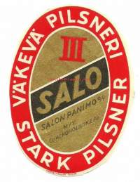 Väkevä  III Pilsneri olut  - olutetiketti ( Frenckellin kivipaino )