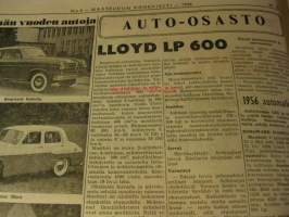 Koneviesti 1956 / 4 - sis mm. Ford Taunus 15 M, Opel Kapitän, Mobil Oil Special mainos, Esittelyssä LLoyd LP 600, Hillman Minx, Borgvarg Isabella, Goliath, Morris
