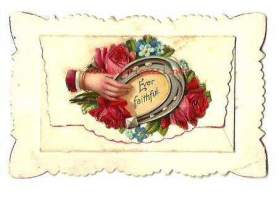 Ever faitful - kortti avattava kuori ja Kontrad Eino 1913-1914 kortti - 2 erikoista postikorttia