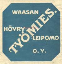 Työmies ( näkkileipä )-  tuote-etiketti  painettu Björkellin kivipainossa 1900-luvun alku