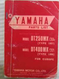 Yamaha parts list model DT250MX (&#039;77)(type1R7) model DT400MX (&#039;77)(type1R6) for Europe  - Varaosaluettelo