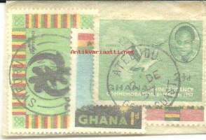 Ghana  4 erilaista postimerkkiä - postimerkkikauppiaan 70-80- luvulla pergamiinipusiin pakkaamia  - postimerkki