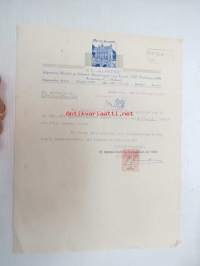 N.V. Alintex, Amsterdam, 22.11.1938 / Littoinen Oy -asiakirja, jolla 10 centin leimamerkki
