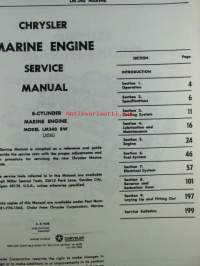 Chrysler Marine engine, Model LM 340 / M 360 Service Manual (part no 81-770-1565), katso kuvista sisältö tarkemmin.