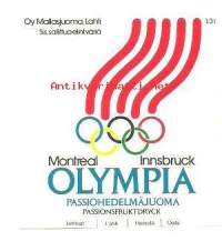 Olympia juoma Montreal Innsbruck passiohedelmäjuoma -  juomaetiketti