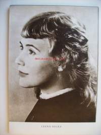 Leena Helka -  syväpaino kirjailijakuva 29x20 cm, kuvan takana tietoja kirjailijasta sekä tuotannosta