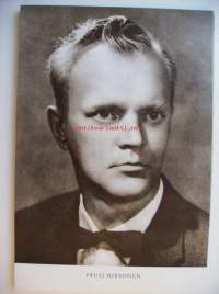 Pauli Hirvonen  -  syväpaino kirjailijakuva 29x20 cm, kuvan takana tietoja kirjailijasta sekä tuotannosta