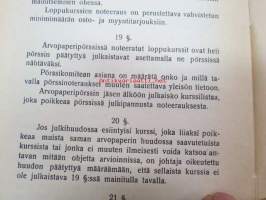 Helsingin Arvopaperipörssin järjestyssäännöt. Pörssikomitean vahvistamat  11.2.1919