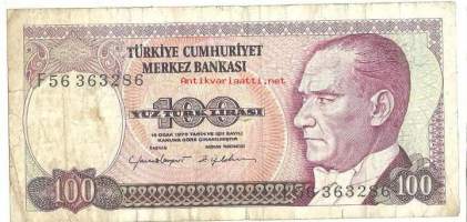 Turkki  100 Lira 1970; 1984 -  seteli
