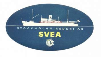 Svea, Stockholms Rederi Ab - laivamerkki , matkalaukkumerkki halk 80x170 mm