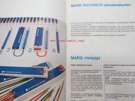 Staedtler Mars Design Group -kynien, tussien ja piirustusvälneiden kuvitettu luettelo