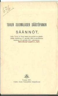 Turun Suomalaisen Säästöpankin säännöt 1917