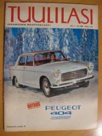 Tuulilasi 1968 / 1  sis mm. Kannessa Peugeot 404 Confort, Leo ei ole Kinnusta kummempi, Lumikenttien kiitäjät, Ajakaa oikein - jos osaatte, ym